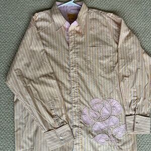 PJ Mark Striped Spring Colors untucked Casual Button up Shirt Size XXL